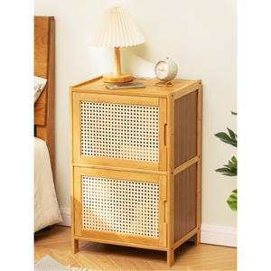 레트로 엔틱 협탁 원목 호두색 화분테이블 침대협탁 대나무 서랍 라탄협탁 수납장 가죽 나비