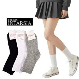 인따르시아 여성용 장목양말 10켤레 여자 긴목 캐쥬얼 학생무지 면양말 검정 흰색양말