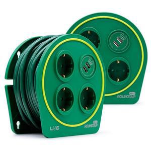 러그 캠핑릴선 라운드탭 멀티탭 3구 USB 2포트 10M (그린)