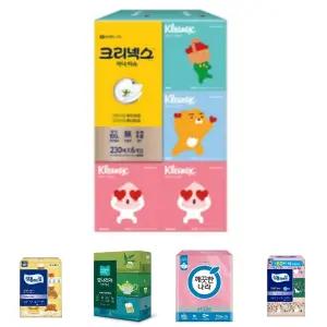 크리넥스)디럭스미니1 2티슈(230매x6입)/테이블넵킨/곽휴지/사각휴지/3겹휴지/화장지4겹/모나리자/곽티슈