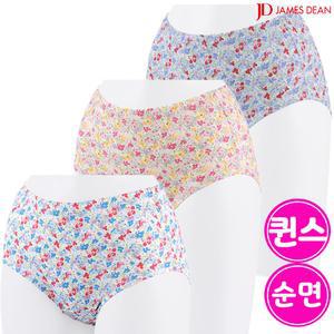 제임스딘 여성 순면 꽃무늬 퀸스 맥시 팬티 3매입 BZ5B