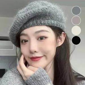 겨울 귀여운 여성 패션 따뜻한 털 니트 베레모 모자 베레모 여자베레모 울베레모 만두모자
