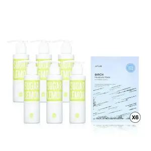 조성아 원더바스 레몬청 클렌저 슈가&레몬 120ml 6개 + 아누아 자작나무 수분마스크 6매_B