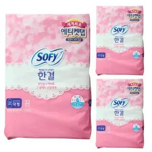 쏘피 한결 대형 생리대 울트라 날개형 29cm 32개입 3팩