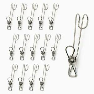 15P 다용도 스텐 걸이 만능 스테인리스 후크 집게/가게/매장/업소/카페/식당/빨래/양말/속옷/꽂이/메모