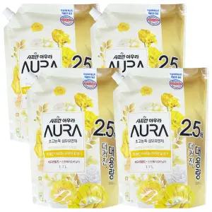 엘지생활건강 샤프란 아우라 초고농축 섬유유연제 미드나잇골드 리필 1.7L 4개