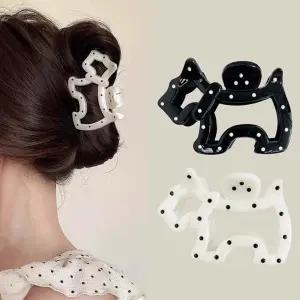도트 강아지모양 헤어집게 머리핀 올림머리 땡땡이 헤어핀 헤어악세사리 집게핀