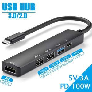 USB C 허브 HDMI 4K@30Hz 멀티 포트 어댑터 유형 3.0 데이터 전송 Macbook 노트북 컴퓨터용 PD 100W 도킹