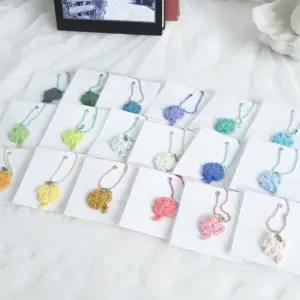 행운부적 네잎클로버 뜨개 키링 파우치 차키 키링