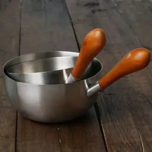 우드핸들 스텐 밀크팬 이유식 우유 소스 냄비 1인가구 스텐밀크팬 우유팬 우유냄비 우유데우기