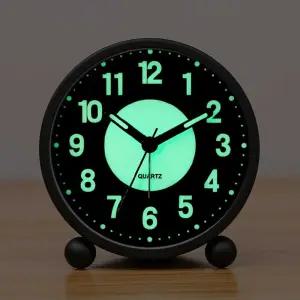 무소음 야광 탁상시계 소형 레트로 건전지 충전식 알람 책상 시계 거실 테이블 인테리어