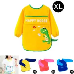 (XL) 미술 가운 옐로우 공룡/긴팔/미술용/아동용/어린이용/방수/컬러/칼라/미술놀이/놀이/주방/주방놀이