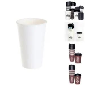 510ml (16oz) 테이크아웃 무지 종이컵 100개 일회용/뚜껑/자판기/소주/두꺼운/친환경/커피/컵/단단한/까페