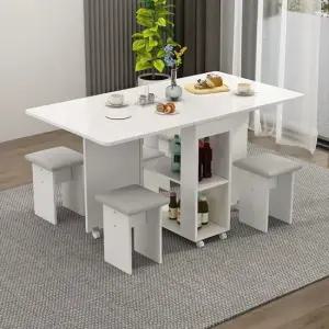 의자 수납형 접이식 테이블의자세트 대)그레이쿠션 접이식테이블의자세트 의자수납형테이블