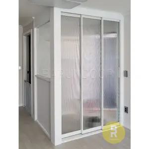 [바른도어]11번 ㄱ자중문 파티션 초슬림3연동 화이트 모루세로강화유리