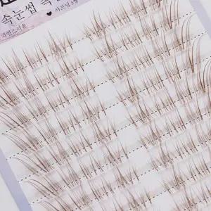 브라운 파손 투명 경사 비행 인조 속눈썹 엄마 태어난 클러스터 요정 속눈썹 자연스러운 현실적인 여우 스