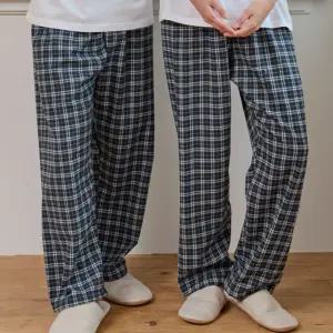 알콩단잠 국내생산 잠옷바지 체크 선염기모 파자마 남성/여성 홈웨어
