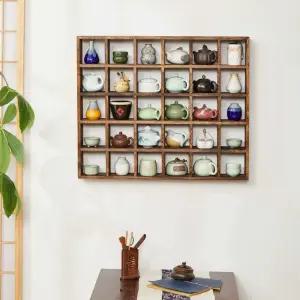 벽걸이다기장 미니 커피잔 벽면 원목 컵 진열 장식장 오크 30구