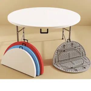 야외접이식테이블 캠핑 포차 원형 행사 피크닉 테이블 1.2m 화이트 접이식 테이블(6-8명)