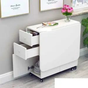 접이식 식탁 거실 사무실 탁자 원룸 수납 폴딩 테이블 100x50cm/화이트(서랍없음)