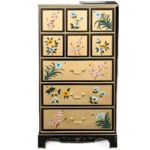 다한수제고가구 3단 그림 원목 서랍장 엔틱 스타일 장식장 소형