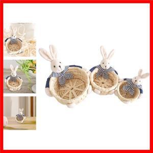 미니어처 부활절 토끼 바구니 사탕 선물 바구니 소박한 토끼 계란 바구니 재미있는