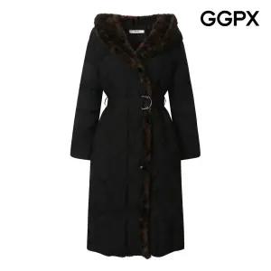 [GGPX] 레오파드 퍼 배색 퀼팅 후드 롱 패딩 점퍼 (GP9JP020F)