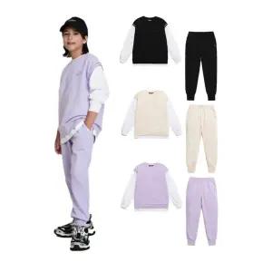 [블랙야크키즈](센텀시티점)간절기 오버핏 레이어드맨투맨+조거팬츠세트[모하레이어드세트]