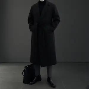 커스텀 미니멀 오버핏 롱코트 (2color) 로브 싱글 맥 정장 봄 가을 겨울 모직 코트