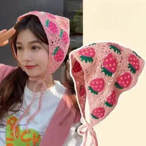 스카프 헤어커치프 반다나 얇은 머리띠 여성 두건 헤어 보넷 프릴 레이스 Yzi3+3RGn