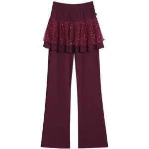 라인댄스복하의 바지 의상 여성 여름 라틴 패션 스커트 스팽글 봄 성인 댄스 메쉬