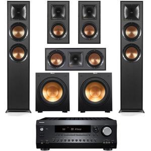 Klipsch 레퍼런스 5.2 홈 시어터 시스템, 번들 2X R-625FA 플로어스탠딩 R-12SW 서브우퍼, R-52C 센터, R-41M 책장 스피커, 데논 AVR-S970H