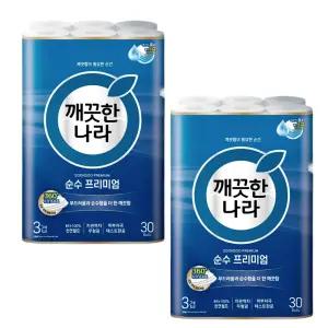 깨끗한나라 순수 프리미엄 27m, 30롤X2개