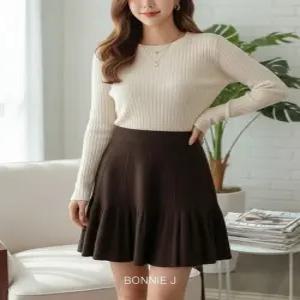 [보니제이]A라인 여성 겨울미니스커트 밴딩 프리사이즈 허벅지커