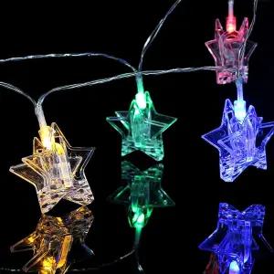 깜빡이는 칼라전구 별모양 집게 가랜드 조명 트리장식 술집