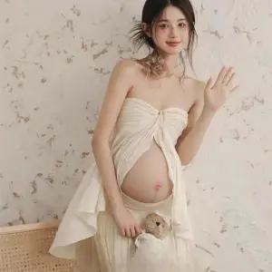 만삭 촬영 주수사진옷 투피스 크롭 오프숄더 사이즈 상하의 셀프 니트 주수사진