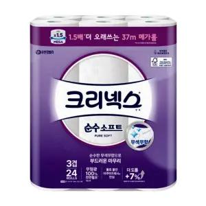 크리넥스 3겹 순수소프트, 37m, 24롤, 1개