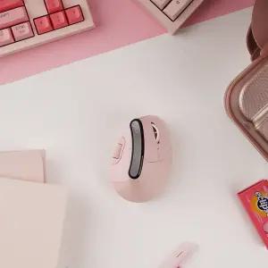 지클릭커 오피스프로 듀얼 휠마스터 버티컬 OP75 LCD 무소음 무선 블루투스 마우스 핑크