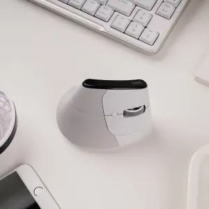 지클릭커 오피스프로 듀얼 휠마스터 버티컬 OP75 LCD 무소음 무선 블루투스 마우스 화이트