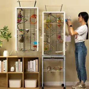 앵무새케이지 대형 아크릴 투명 이동식 새장