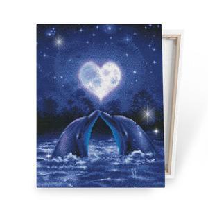 비즈 큐빅 보석 십자수 캔버스형 러브문 돌핀 40X50 세트 취미용품 아이러브페인팅 만들기 대형