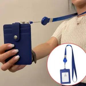 사원증 카드지갑 릴홀더 목걸이 케이스 블루 릴