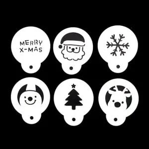 크리스마스 데코레이션 징글벨 스텐실도안 6종세트 라떼아트 떡 케이 트만들기 티라미수만들기 베이킹도안