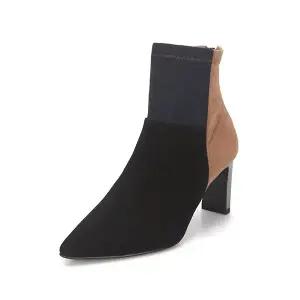 [BABARA]바바라 스웨이드 컬러콤비 여성앵클부츠 7cm_BBD805BL