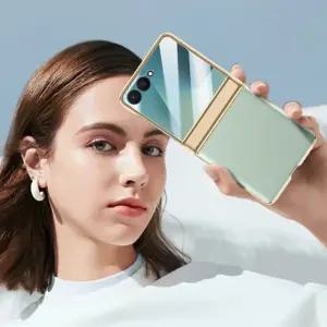 갤럭시 Z플립7 파이오니 크롬 가죽힌지 강화유리 케이스 3컬러