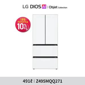 [1등급][491L]LG 오브제 김치냉장고 스탠드형 4룸 메탈 화이트(Z495MQQ271)