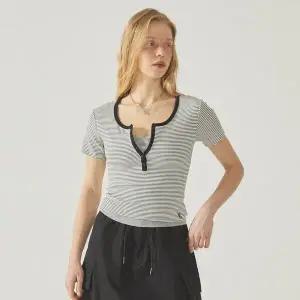 후아유 WHO.A.U Ribbed Henry Neck T-Shirt WHRAF3723F 559641