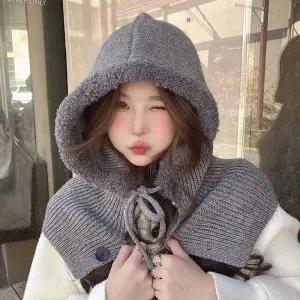 뽀글이 귀여운 여성 데이나 니트 롱 바라클라바 후드넥워머