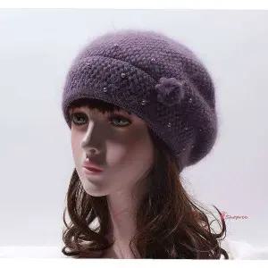 중년모자베레 겨울 베레모 니트 앙고라진주방울 4컬러 엄마 털모자 할머니 방한qrs000