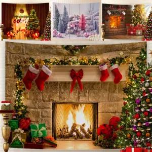크리스마스 트리 패브릭 포스터 벽난로 페브릭 대형 벽장식 감성 천그림 벽꾸미기 추천 소품